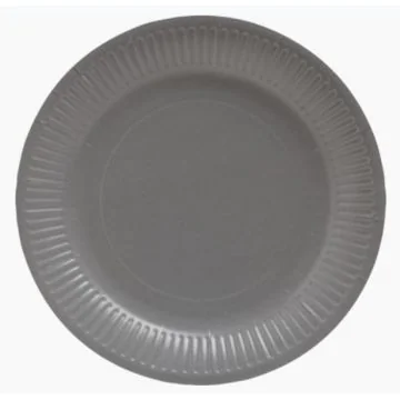 Assiette jetable en carton - Gris - 230 mm PRO NAPPE Lot de 20