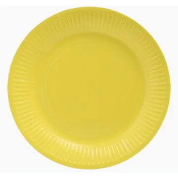 Assiette jetable en carton - Jaune - 230 mm PRO NAPPE Lot de 20