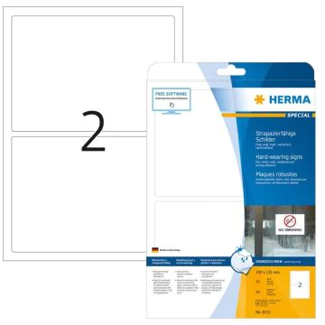 Étiquettes adhésives plastifiées Très résistantes 190 x 135 mm HERMA 8333