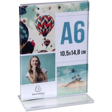 Chevalet - Présentoir droit - A6 vertical - Cristal : EXACOMPTA Office image