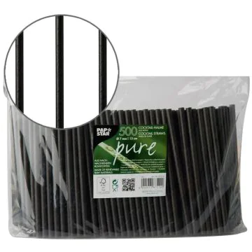 Pailles en papier - 150 mm - Noir : PAP STAR Pure Lot de 500 Visuel