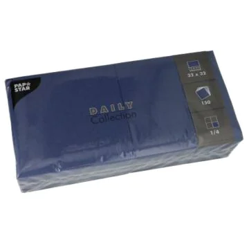 Photo Lot de 250 serviettes de table unies - Bleu foncé PAP STAR Restaurant
