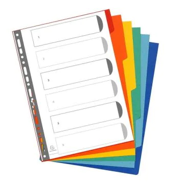 Jeu de 6 Intercalaires A4 en carte lustrée rigide - Assortiment EXACOMPTA 