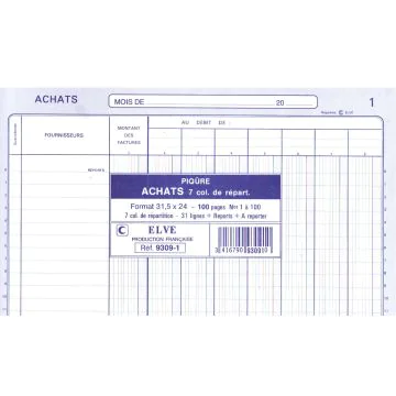 Journal des achats ELVE 9309-1- 320 x 250 mm (Cahier comptable)