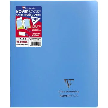 CLAIREFONTAINE : Cahier Séyès 96 pages - 170 x 220 mm - KOVERBOOK Bleu Visuel