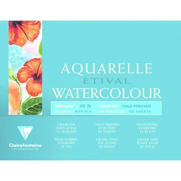 Bloc aquarelle - 240 x 300 mm - 200 g/m2 - Lot de 2 : CLAIREFONTAINE Etival Watercolour image