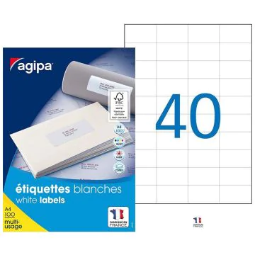 Etiquettes adhésives 52,5 x 29,7 mm AGIPA 100984