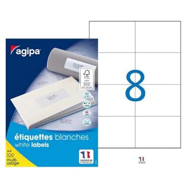 Etiquettes adhésives 105 x 74 mm : AGIPA Lot de 800