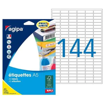 Étiquettes adhésives - 8 x 20 mm - Blanc AGIPA Lot de 2304 