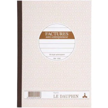 Facturier Auto-Entrepreneur Carnet 210 x 148 mm  Le DAUPHIN 1242D