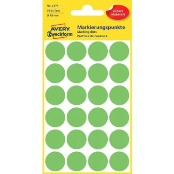 AVERY Lot de 96 pastilles adhésives 18 mm - Vert fluo