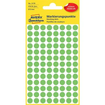 AVERY : Lot de 416 pastilles adhésives 8 mm - Vert fluo 3179