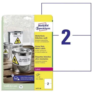 Étiquettes A6 ultra résistantes - 105 x 148 mm AVERY Lot de 80