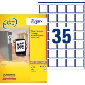 AVERY Étiquettes Codes QR 35 x 35 mm L7120-25 Blanc Modèle