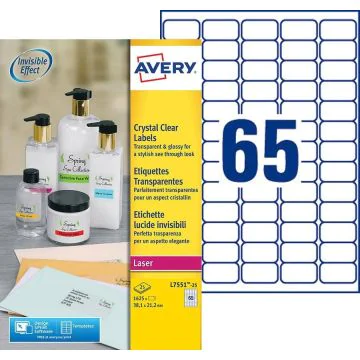 AVERY Étiquettes transparentes 38,1 x 21,2 mm L7551-25