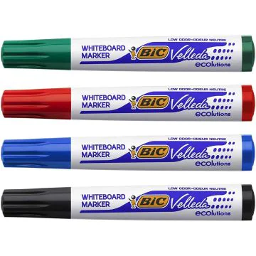 BIC Assortiment de 4 marqueurs Velleda 1701 Feutre Tableau blanc