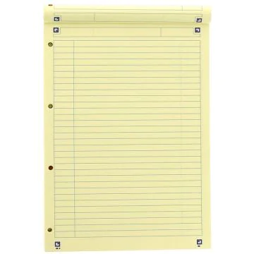 Bloc-Notes ligné avec marge et perforé A4  jaune OXFORD