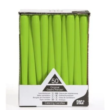 Bougie chandelier - Vert Citron 25 cm : PAP STAR Lot de 50 image