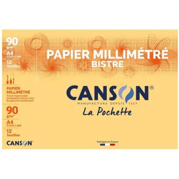 Papier Millimétré A4 CANSON Lot de 12 feuilles