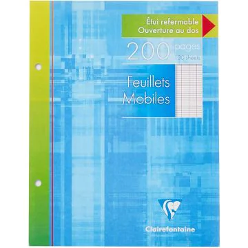 CLAIREFONTAINE : Feuilles mobiles perforés Séyès - 200 pages - 170 x 220 mm Modèle