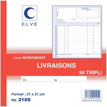 Photo Carnet de livraison 210 x 210 mm - Autocopiant Dupli ELVE