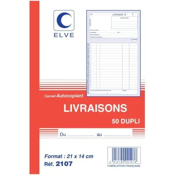 Photo Carnet de bons de livraison 210 x 140 mm - Autocopiant Dupli ELVE