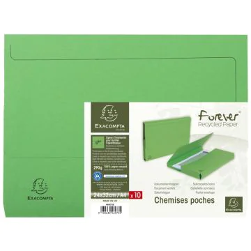 Chemises à poche - Vert : EXACOMPTA Forever Lot de 10 Visuel