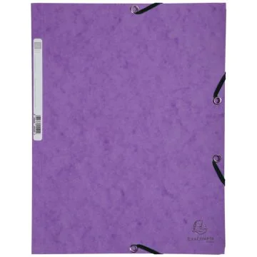 Chemise à élastiques 3 rabats Carte lustrée 400g - Violet : EXACOMPTA Image
