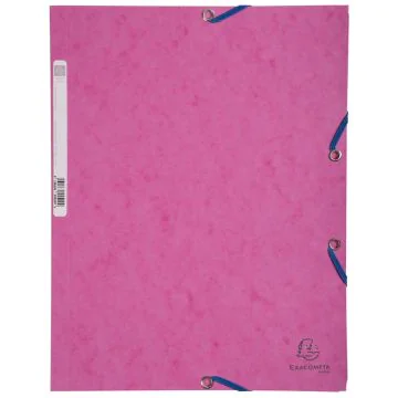 Chemise à élastiques 3 rabats Carte lustrée 400g - Rose : EXACOMPTA Photo