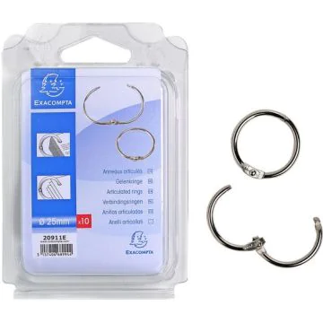 Anneaux articulés en acier - 25 mm : EXACOMPTA Lot de 10 image