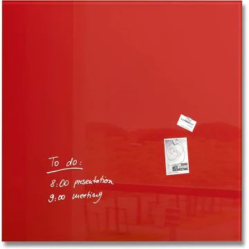 SIGEL : Tableau magnétique en verre - 1000 x 1000 mm - GL202 - Rouge