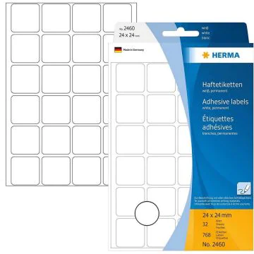Etiquettes adhésives - 24 x 24 mm - Blanc : HERMA Lot de 768 Image
