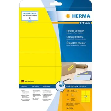 5058 HERMA  Étiquettes adhésives - Multi-usages - 105,0 x 42,3 mm. - Jaune
