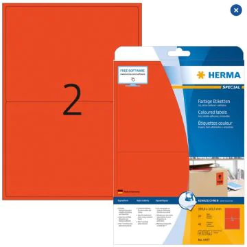 4497 HERMA  Étiquettes adhésives - Multi-usages - 199,5 x 143,5 mm. - Rouge