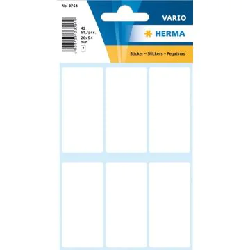 HERMA : Lot de 42 étiquettes adhésives - 26,0 x 54,0 mm - Blanc