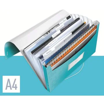 Photo Trieur Chemise A4 - 6 compartiments - Menthe LEITZ Wow Ouvert