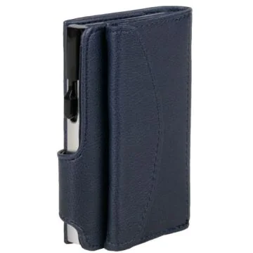 Photo Porte-monnaie avec porte-cartes - Simili-cuir - Bleu / Argent CLICKSAFE