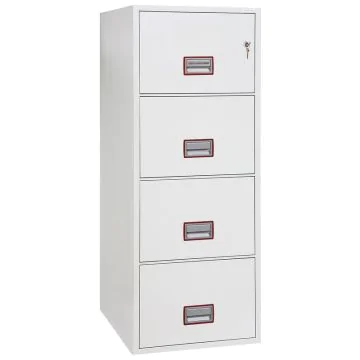 Photo Armoire ignifugée 1 H 30 - Dossiers suspendus 4 tiroirs - Serrure à clé : PHOENIX FIRE FILE FS2254K