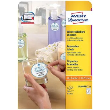 Image Étiquettes adhésives - Diamètre 60 mm - Blanc AVERY 