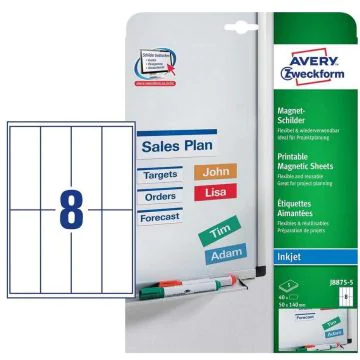 Étiquettes Aimantées - Blanc - 50 x 140 mm AVERY J8875-5