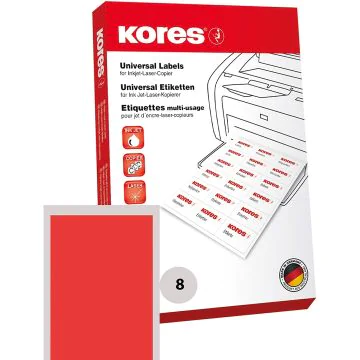Lot de 800 étiquettes adhésives - Rouge - 105 x 74 mm : KORES Image