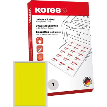 Lot de 100 étiquettes adhésives - Jaune - 210 x 297 mm : KORES Image