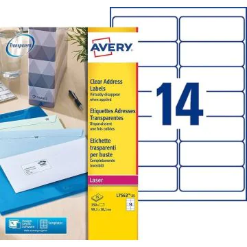 AVERY Étiquettes transparentes 99,1 x 38,1 mm L7563-25