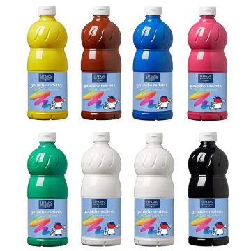 Lot de 8 gouaches liquides 1000 ml - Assortiment de couleurs LEFRANC