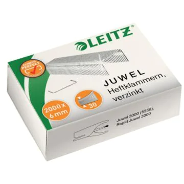 Photo LEITZ : Boite de 2000 agrafes zinguées - JUWEL 6 mm - 5642-00-00