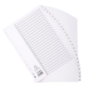 EXACOMPTA : Jeu de 25 intercalaires numériques en carte 1 à 25 Classement