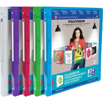 Classeur Personnalisable 4 anneaux Polyvision - Dos 20 mm - Assortiment : OXFORD Photo