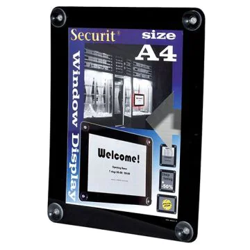 Porte Affiche à ventouses - A4 - 210 x 297 mm - Rouge : SECURIT (PFW-A4-BL)