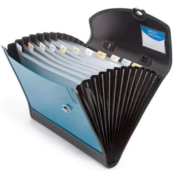 Photo Trieur valisette avec poignée - 13 compartiments - Bleu Métallique RAPESCO Designer