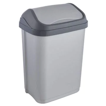 Photo Poubelle avec couvercle - 10 litres - Argent/Anthracite KEEEPER Swantje
